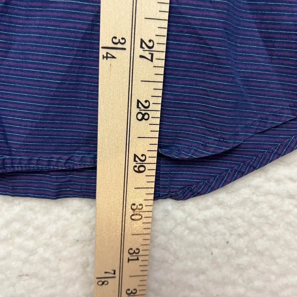Banana Republic Button Up Mens M Blue Striped Slim Fit Stretch Long Sleeve Shirt